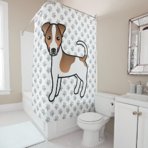 Rideaux De Douche Chien Jack Russell Terrier à poil lisse blanc et f