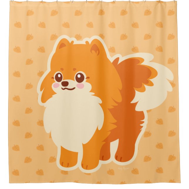 Rideaux De Douche Chien mignon Kawaii Pomeranian (Devant)