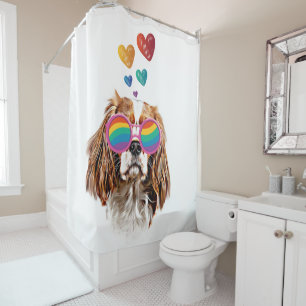 Rideaux De Douche Chien roi Cavalier avec coeur Saint Valentin