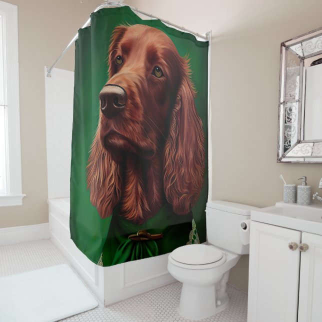 Rideaux De Douche Chien rouge irlandais en robe de fête de St. Patri (En situation)