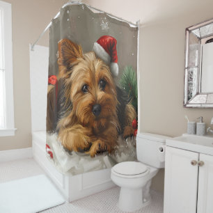 Rideaux De Douche Chien Terrier Australien Noël Festif