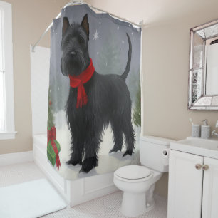Rideaux De Douche Chien Terrier Écossais dans la neige Noël