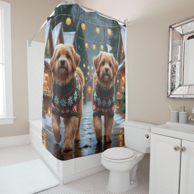 Rideaux De Douche Chiens Coton De Tulear Noël Neige Fêtes (En situation)
