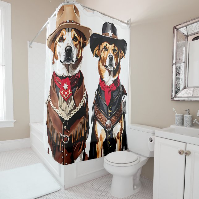 Rideaux De Douche Chiens de cowboy (En situation)