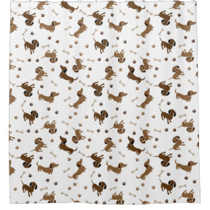 Rideaux De Douche Chiens de Dachshund et Bones mignons pattes