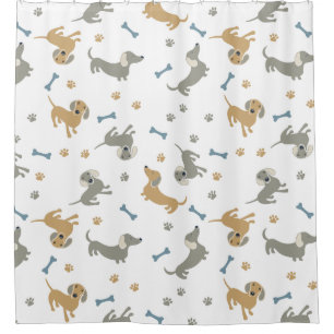 Rideaux De Douche Chiens de Dachshund et os mignons Pastel