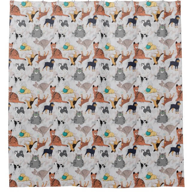 Rideaux De Douche Chiens Et Chats Cutes Design Motif (Devant)