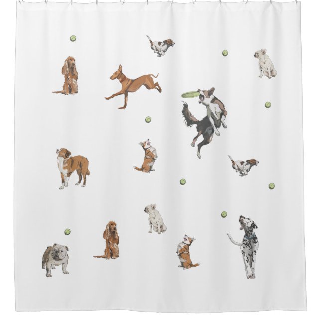 Rideaux De Douche Chiens joueurs (Devant)