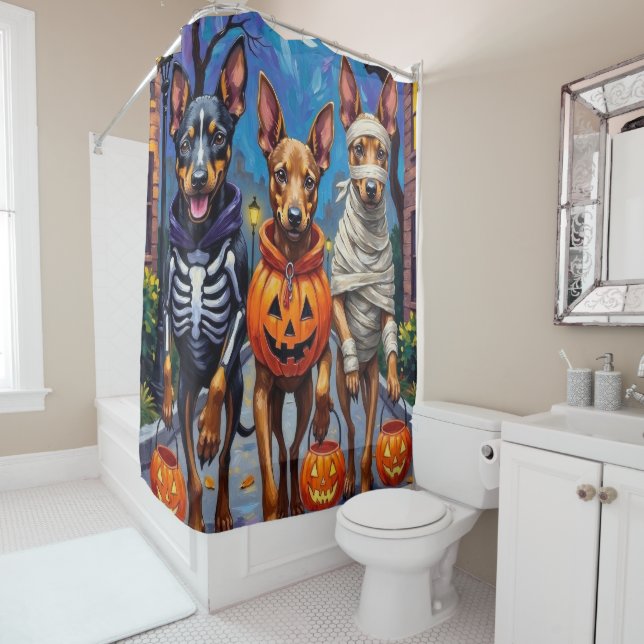 Rideaux De Douche Chiens Malinois Belges Trick-or-Treating Halloween (En situation)