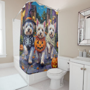 Rideaux De Douche Chiens maltais Costumes d'Halloween en Trick ou en