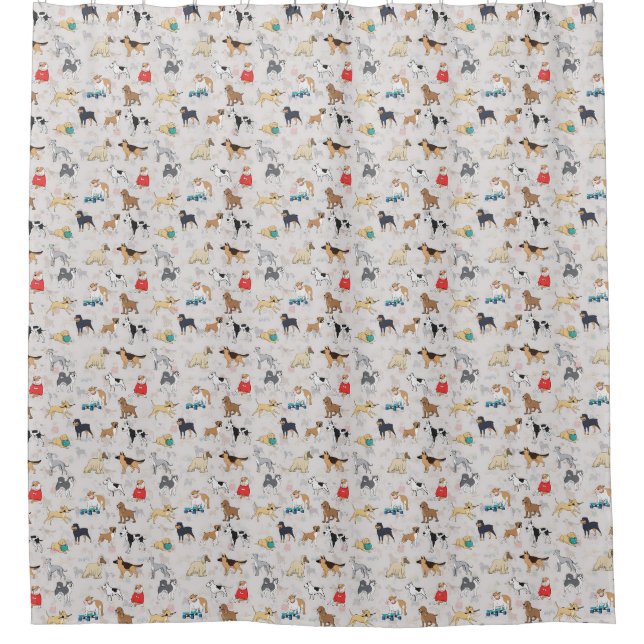 Rideaux De Douche Chiens mignons Design Motif Blanc (Devant)