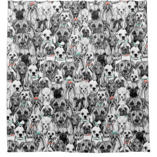 Rideaux De Douche Chiens seulement menthe corail