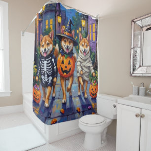 Rideaux De Douche Chiens Shiba Inu en costumes d'Halloween