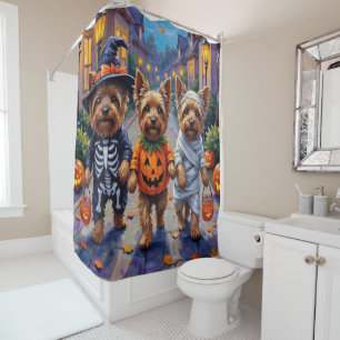 Rideaux De Douche Chiens Yorkshire Terrier en costumes d'Halloween