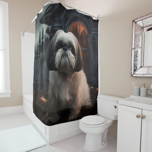 Rideaux De Douche Chih Tzu Halloween effraie (En situation)