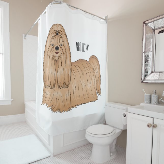 Rideaux De Douche Chih tzu long cheveux dessin de chien (En situation)