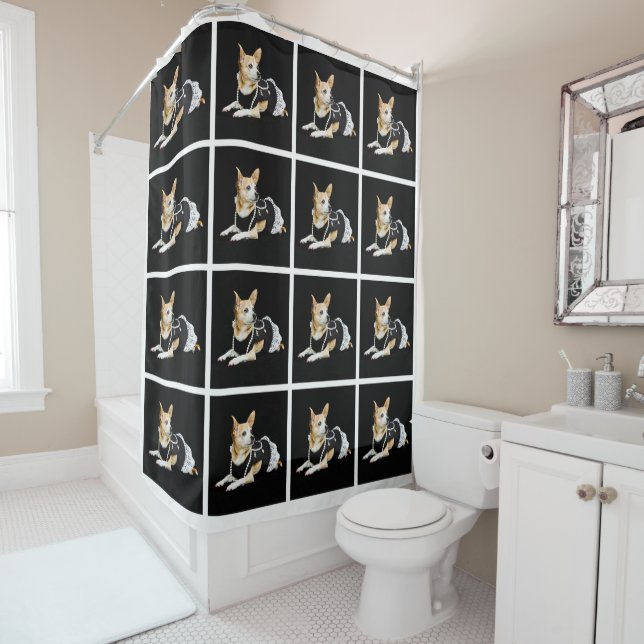 Rideaux De Douche Chihuahua Brown et élégant Noir (En situation)
