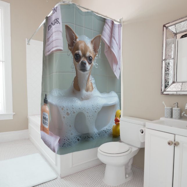 Rideaux De Douche Chihuahua Sloppy Sleepy Cute Funny (En situation)