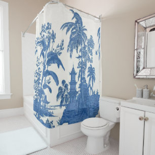 Rideaux De Douche Chinoiserie bleue et blanche