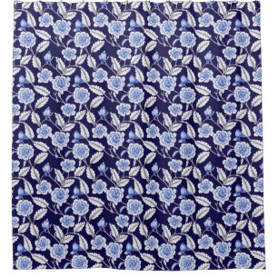 Rideaux De Douche Chinoiserie Blue and White Floral Hampton Willow
