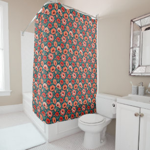 Rideaux De Douche Chinoiserie corallienne et rose