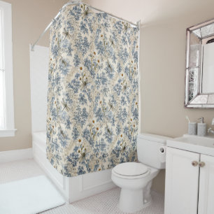 Rideaux De Douche Chinoiserie Libellules, Marguerites et Dentelle