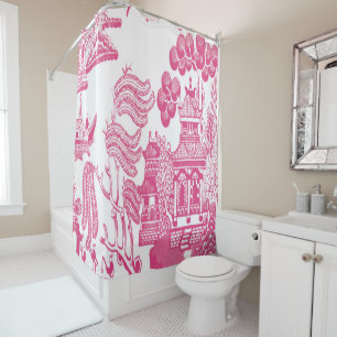 Rideaux De Douche Chinoiserie rose