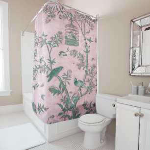 Rideaux De Douche Chinoiserie rose