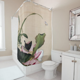 Rideaux De Douche Chinoiserie Vintage Art Lotus et Papillon