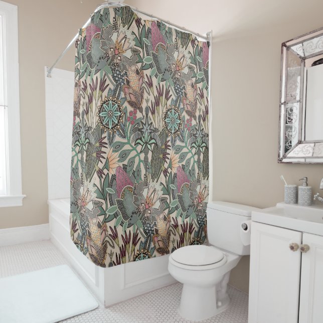 Rideaux De Douche chintz beige steampunk (En situation)
