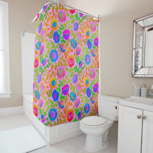 Rideaux De Douche Chintz Floral Exotique Rose Pâle