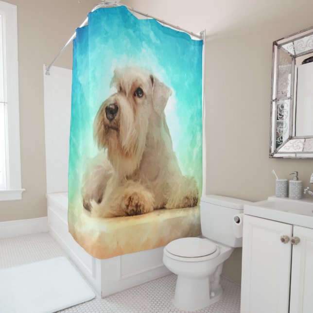 Rideaux De Douche Chiot blanc de Schnauzer miniature (En situation)