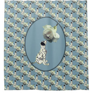 Rideaux De Douche Chiot dalmate Et Motif Rose