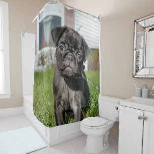 Rideaux De Douche Chiot en carlin noir