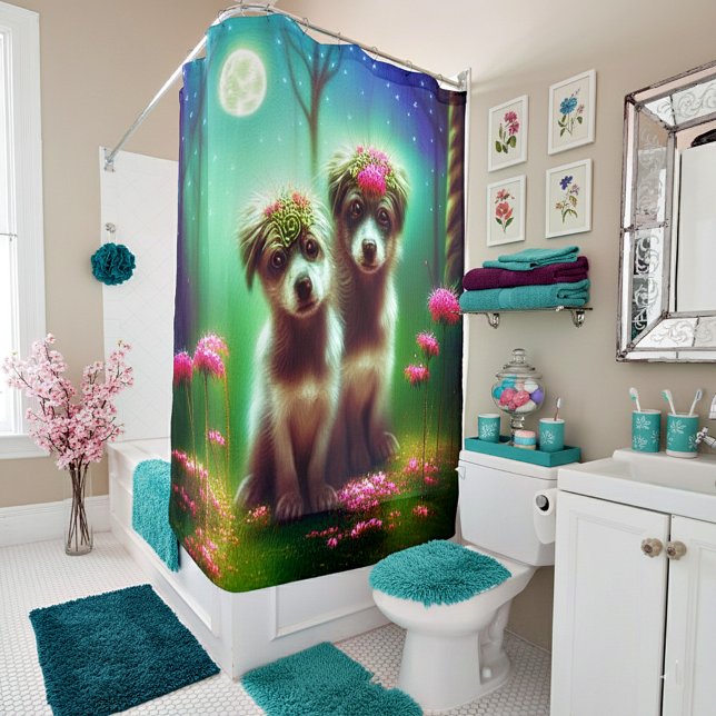 Rideaux De Douche chiots fantaisistes bohèmes (Créateur téléchargé)