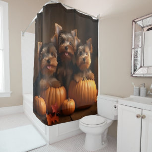 Rideaux De Douche Chiots Terrier du Yorkshire Délice d'Automne Citro