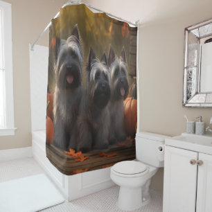 Rideaux De Douche Chiots Terrier Skye Automne Délice Citrouille