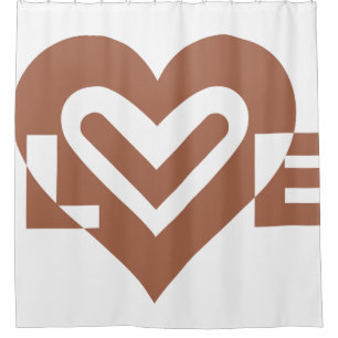 Rideaux De Douche Chocolat graphique mignon Love Brown