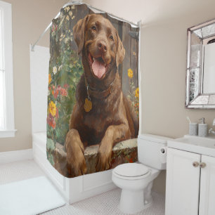 Rideaux De Douche Chocolat Labrador Retriever Dog Garden