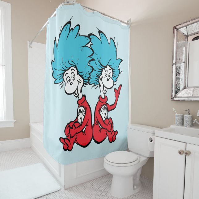 Rideaux De Douche Chose Un et Chose Deux du Chat au Chapeau (En situation)