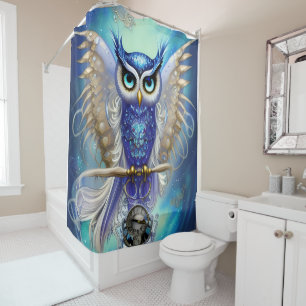 Rideaux De Douche Chouette à vapeur bleue
