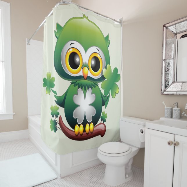 Rideaux De Douche Chouette Bébé Mignon St Patrick Dessin Animé (En situation)