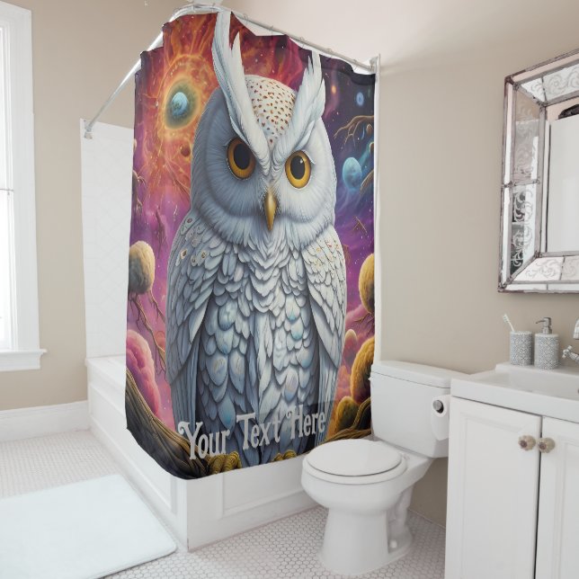 Rideaux De Douche Chouette cosmique : Sagesse vive (En situation)