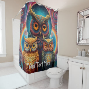 Rideaux De Douche Chouette cosmique : Sagesse vive