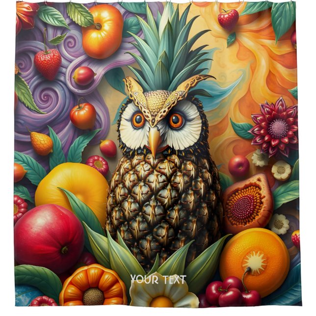 Rideaux De Douche Chouette d'ananas serène mignonne Imaginaire (Devant)