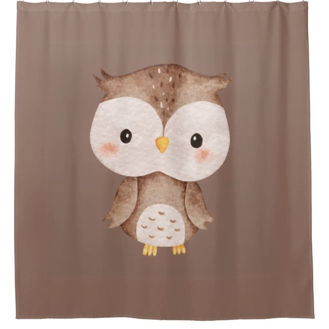 Rideaux De Douche Chouette Marron Mignonne  (Devant)