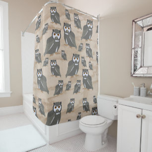 Rideaux De Douche Chouette Motif & Bois rustique