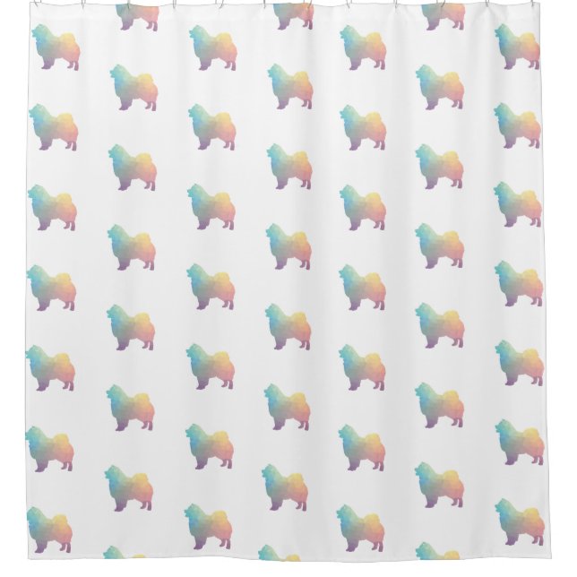 Rideaux De Douche Chow Chow Chien race Geo Silhouette Pastel (Devant)