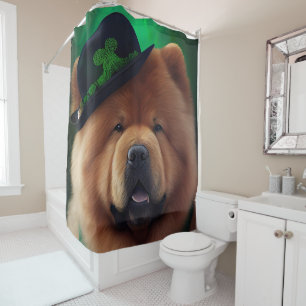 Rideaux De Douche Chow Chow Dog en tenue de la Saint Patrick