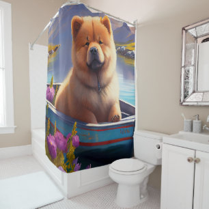 Rideaux De Douche Chow Chow sur une pagaie : Une aventure panoramiqu